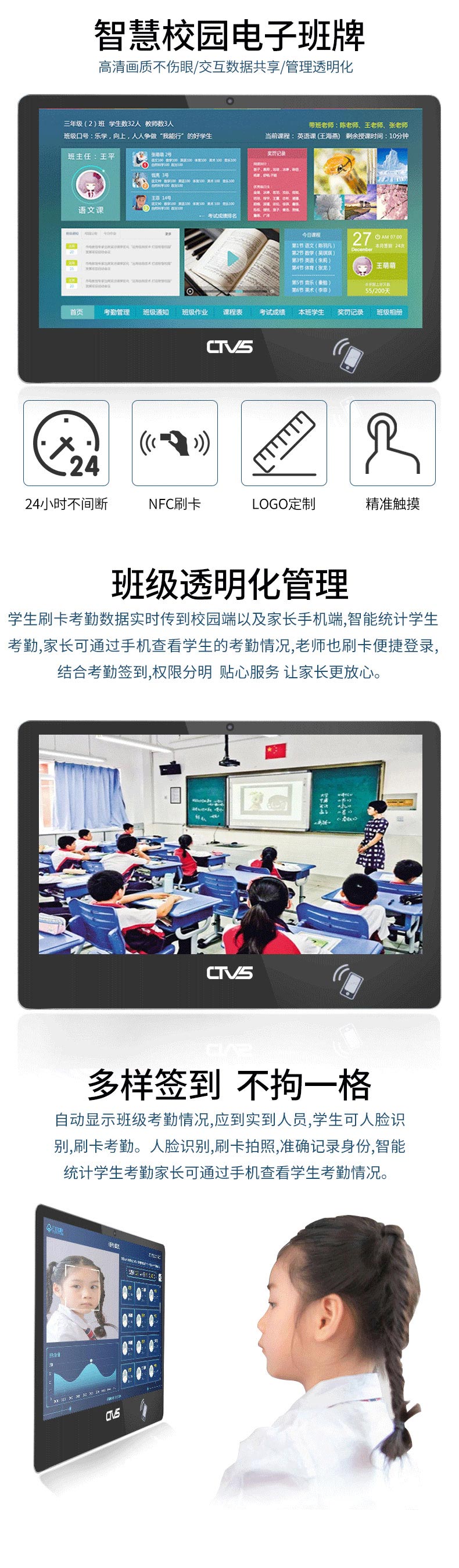 21.5寸智慧校園電子班牌詳細(xì)圖解